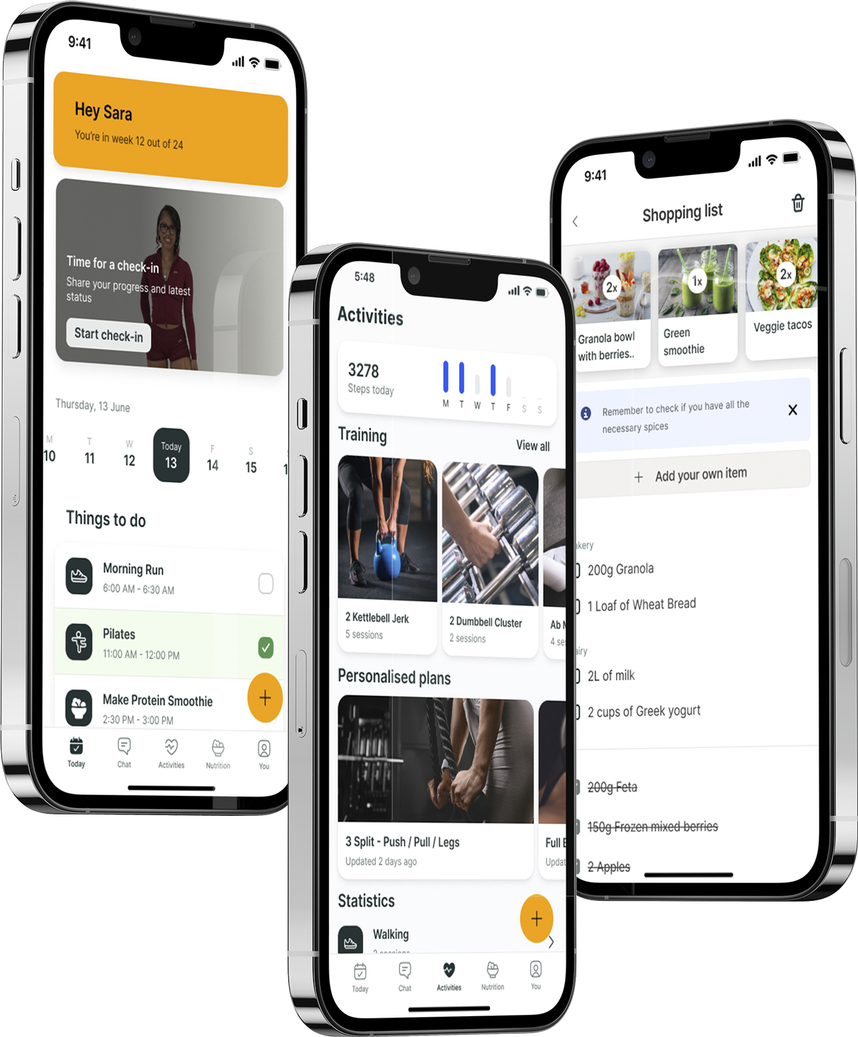 A mockup of the coaching app showcasing the features.